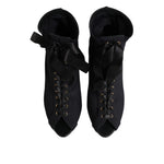 Dolce & Gabbana Black Stiletto Heels Lace Up Boots Shoes LA11464-38