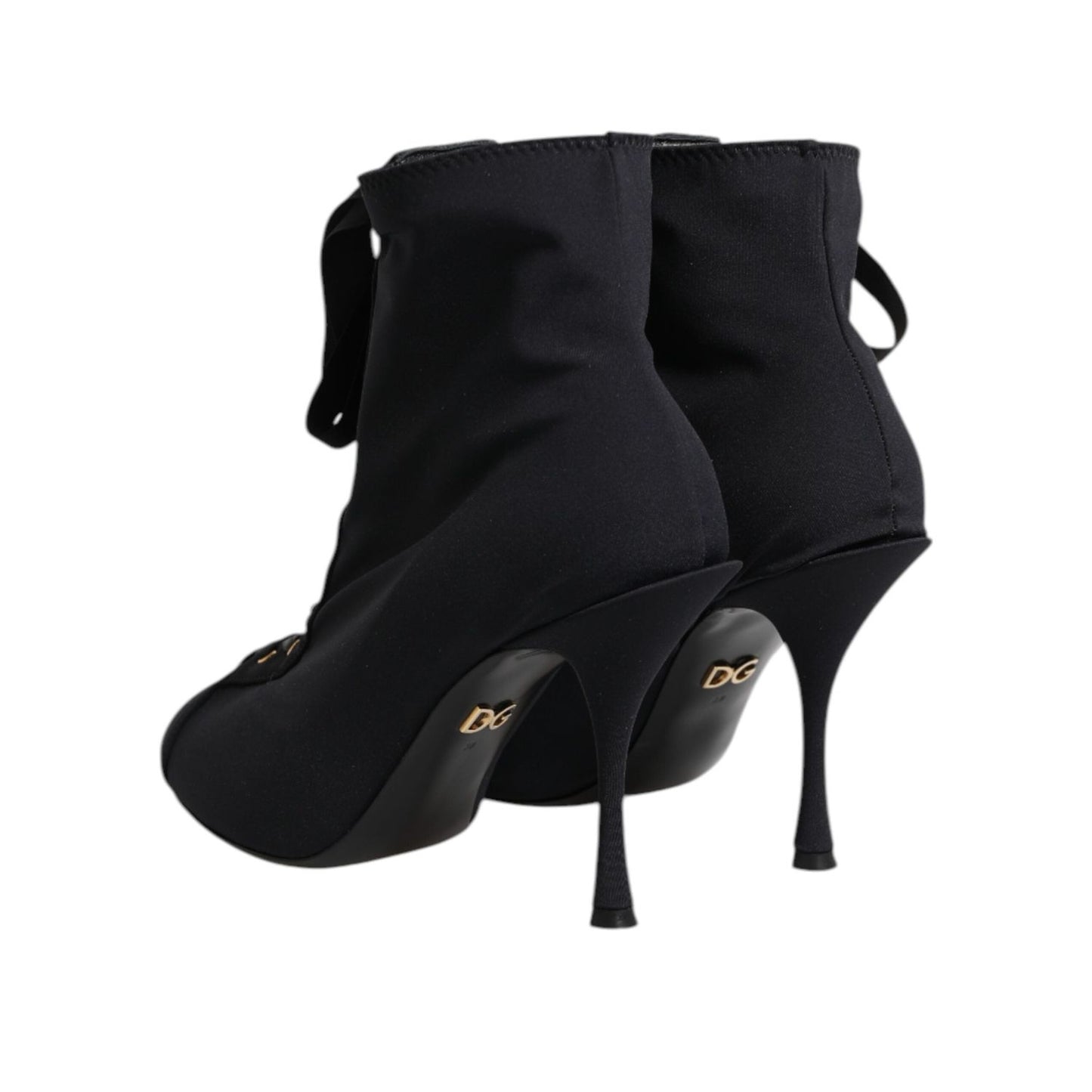 Dolce & Gabbana Black Stiletto Heels Lace Up Boots Shoes LA11464-38