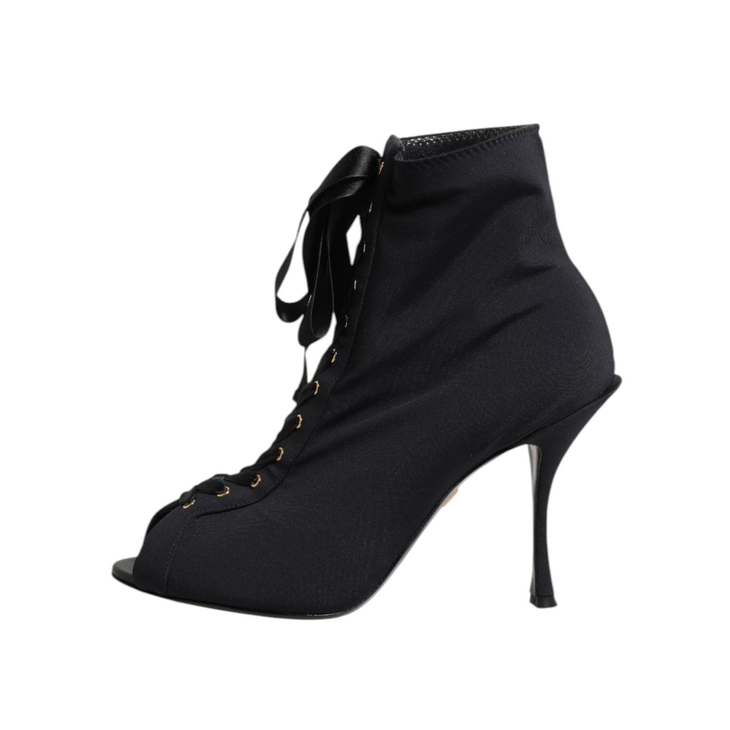 Dolce & Gabbana Black Stiletto Heels Lace Up Boots Shoes LA11464-38