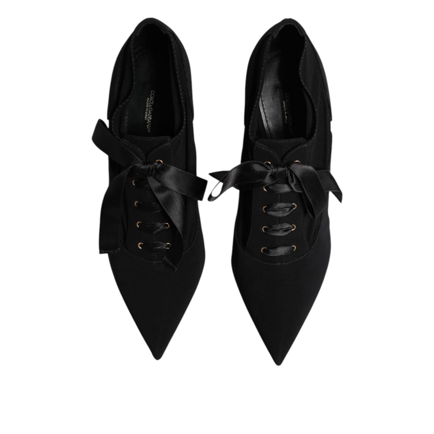 Dolce & Gabbana Black Lace Up Stiletto Heels Pumps Shoes LA11465-39.5