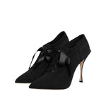 Dolce & Gabbana Black Lace Up Stiletto Heels Pumps Shoes LA11465-39.5