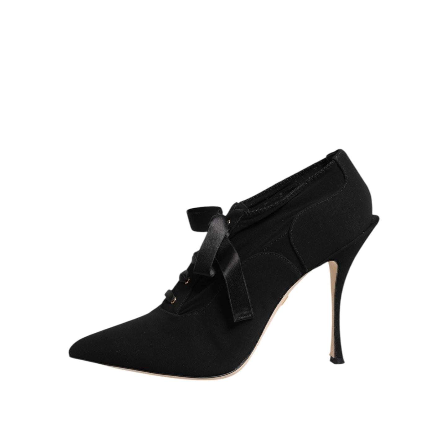 Dolce & Gabbana Black Lace Up Stiletto Heels Pumps Shoes LA11465-39.5