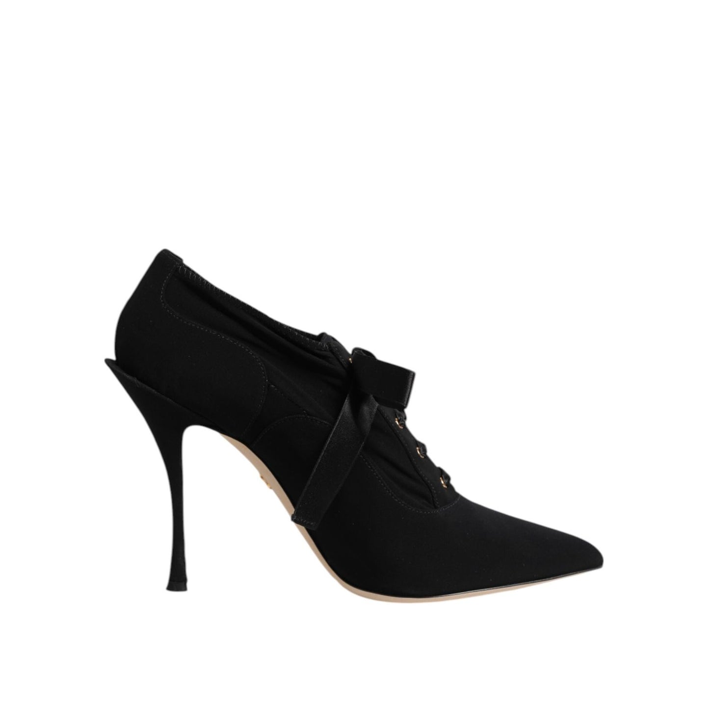 Dolce & Gabbana Black Lace Up Stiletto Heels Pumps Shoes LA11465-39.5