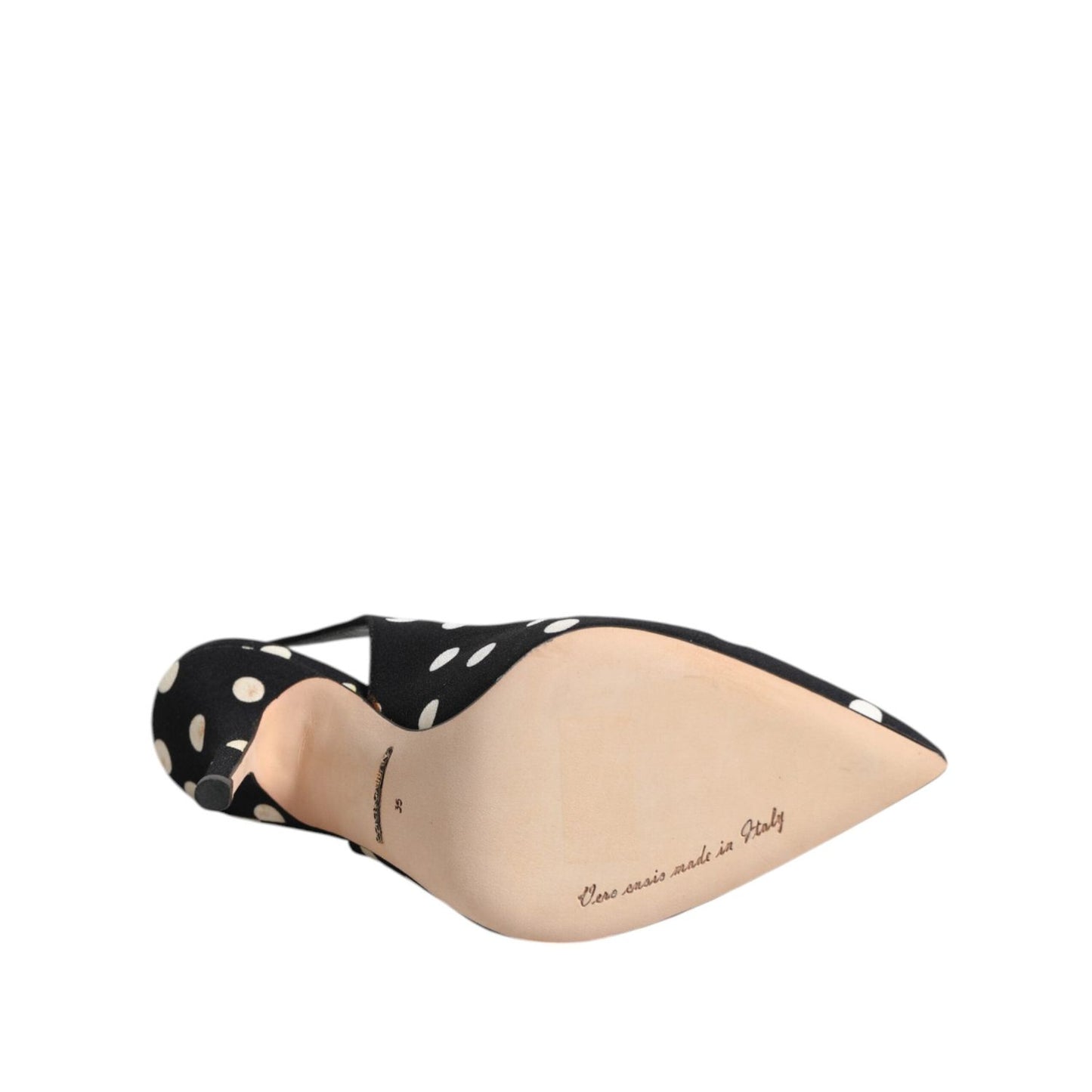 Dolce & Gabbana Black White Dotted Stiletto Slingback Shoes LA12750-35