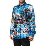 Dolce & Gabbana Multicolor Silk DG Long Sleeves Formal Shirt TSH91264-41