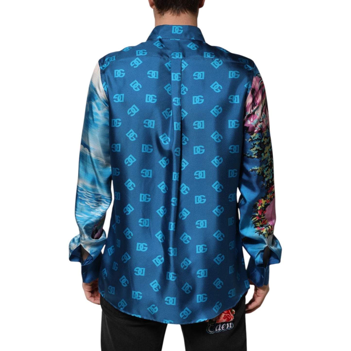 Dolce & Gabbana Multicolor Silk DG Long Sleeves Formal Shirt TSH91264-41