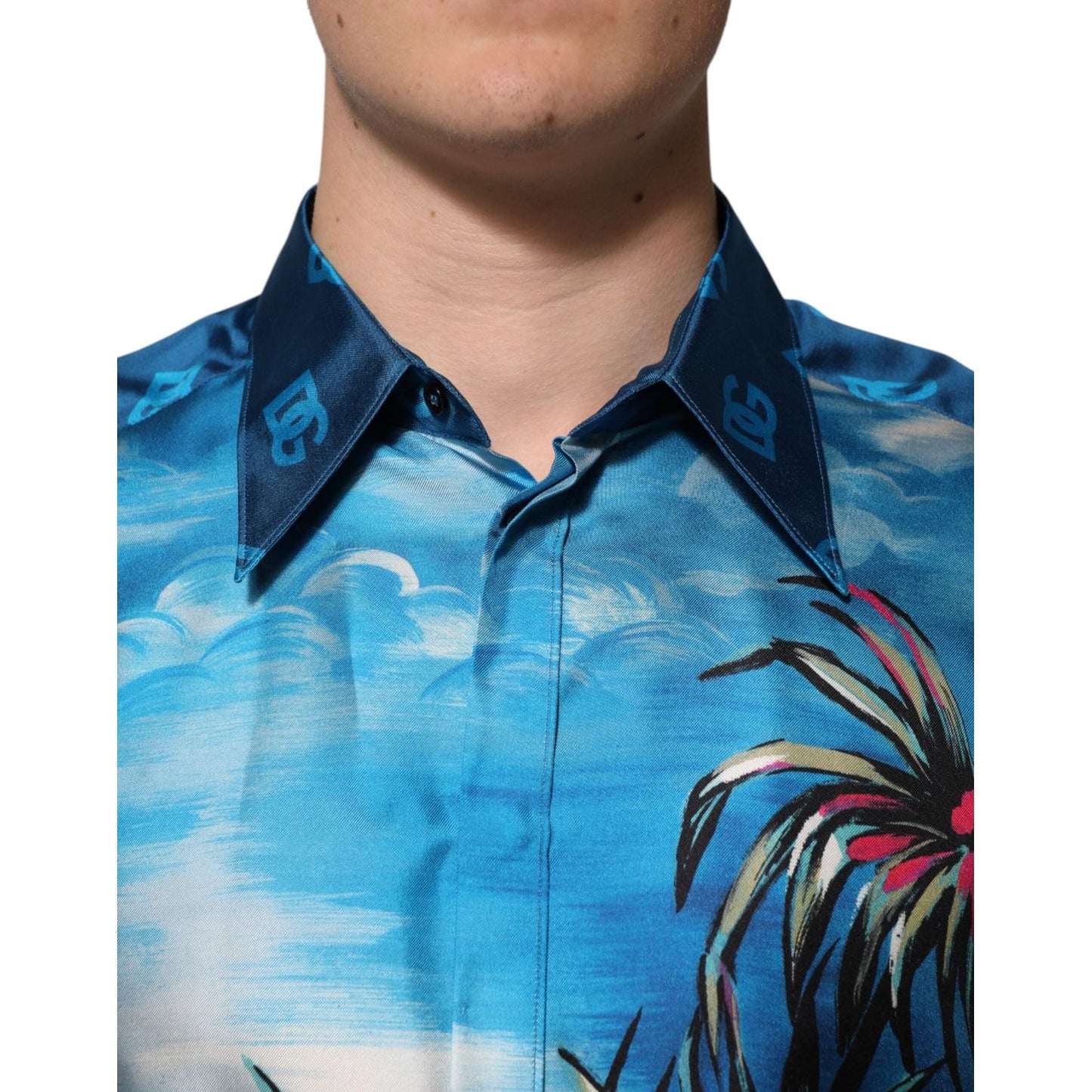 Dolce & Gabbana Multicolor Silk DG Long Sleeves Formal Shirt TSH91264-41
