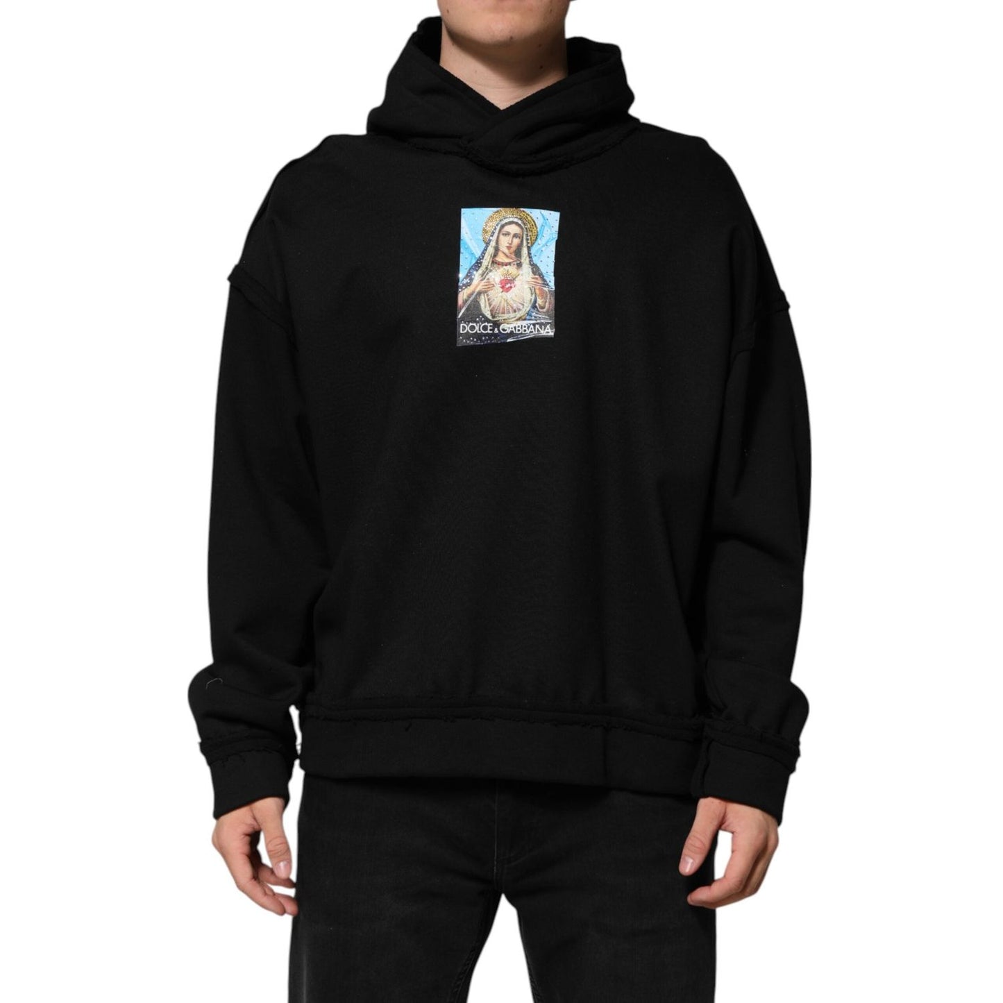 Dolce & Gabbana Black Printed Hoodie Crystal Embellished Jacket TSH90784-XL