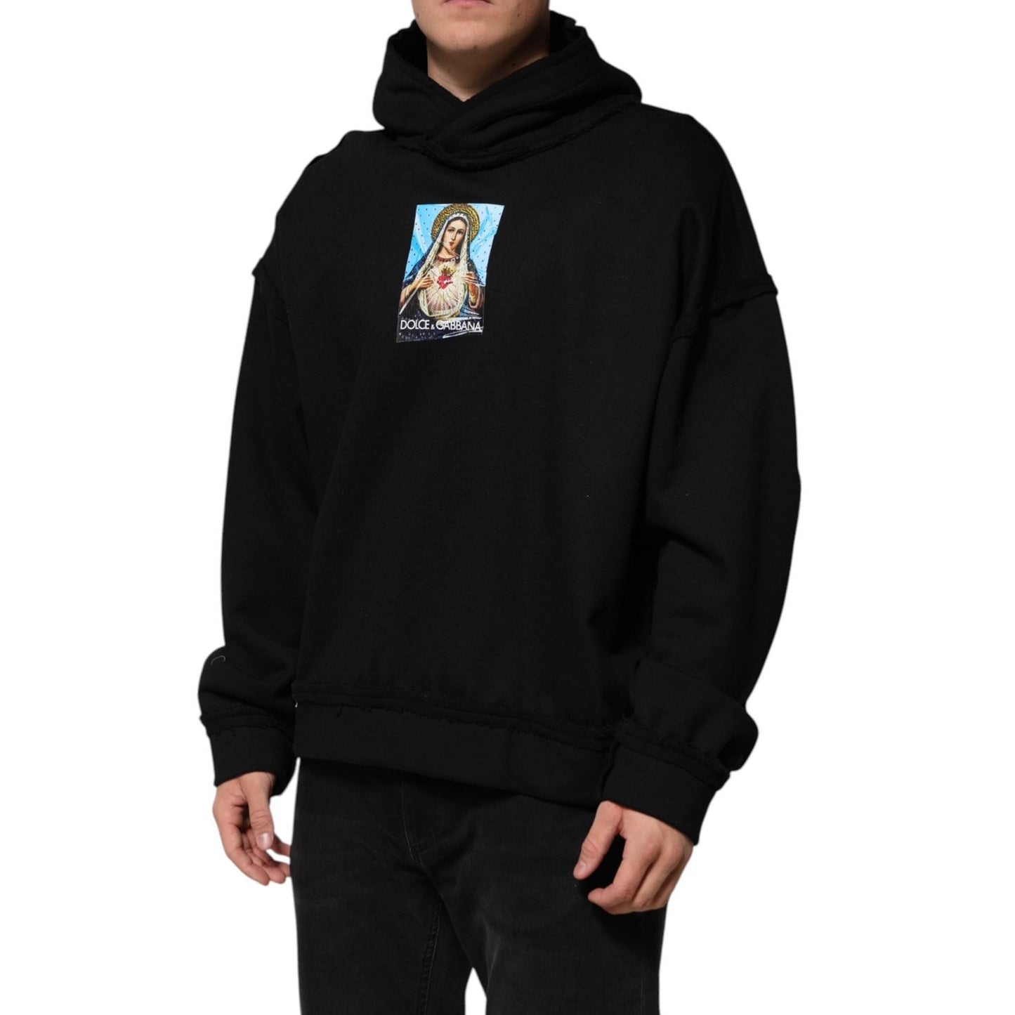 Dolce & Gabbana Black Printed Hoodie Crystal Embellished Jacket TSH90784-XL