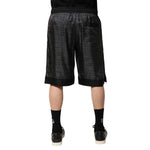 Dolce & Gabbana Gray Black Silk DG Logo Men Bermuda Shorts PAN76650-48