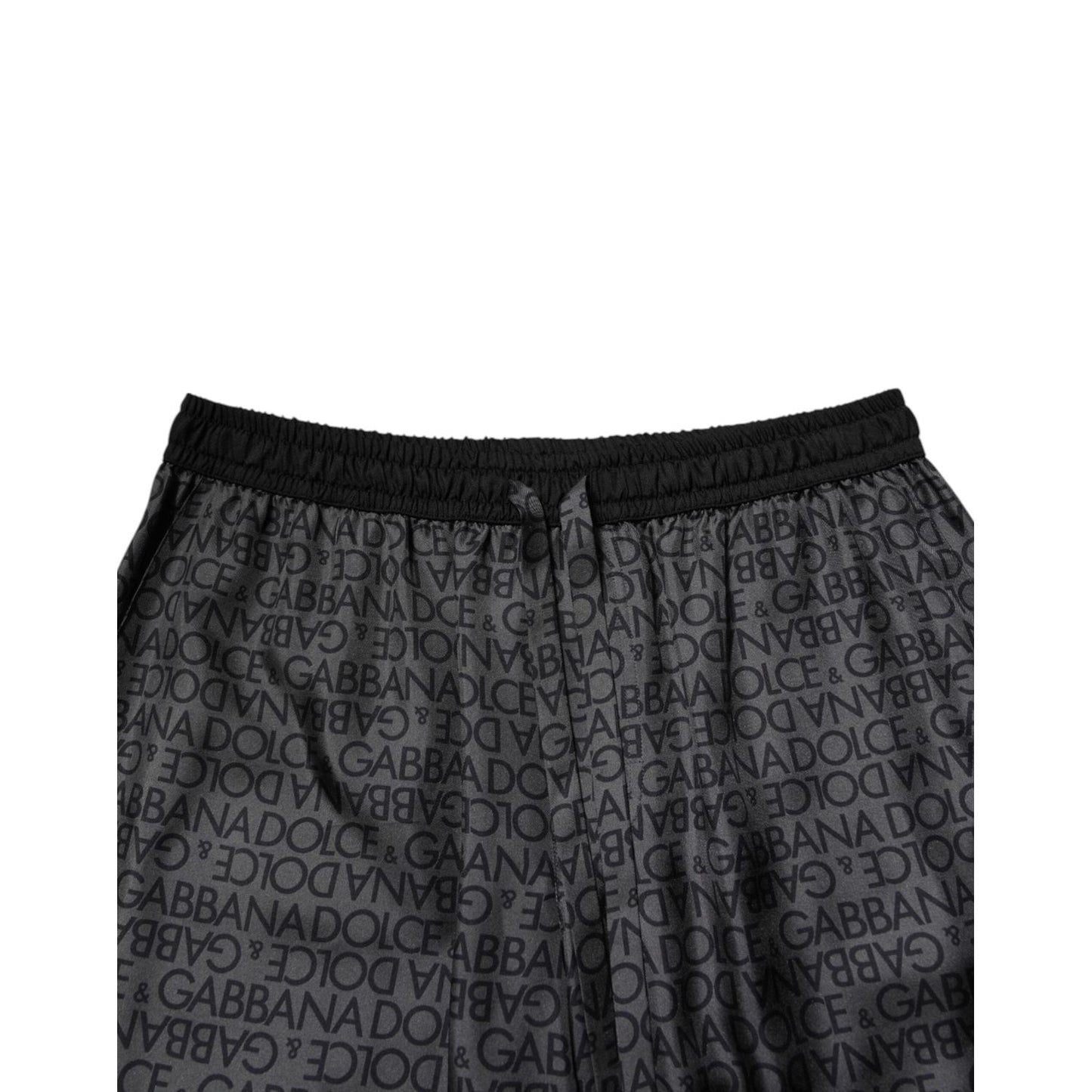 Dolce & Gabbana Gray Black Silk DG Logo Men Bermuda Shorts PAN76650-48