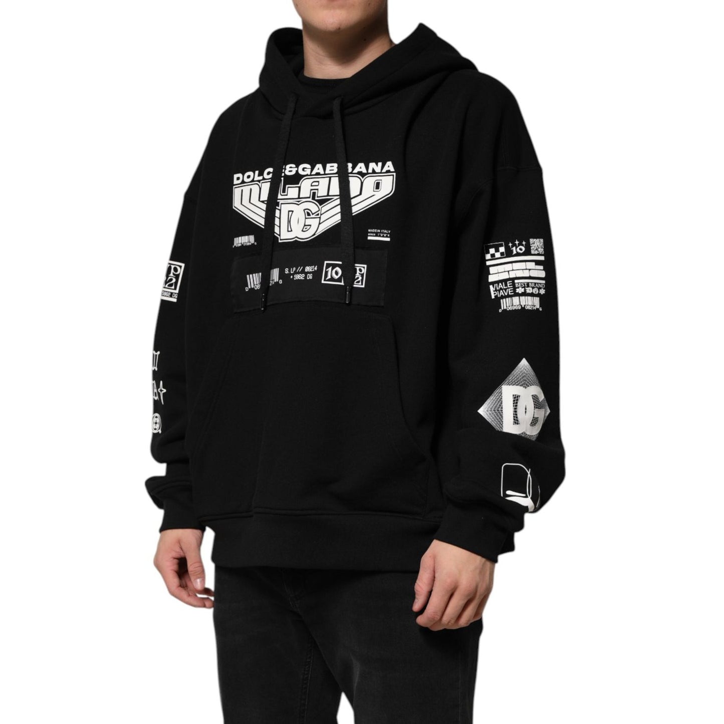 Dolce & Gabbana Black Cotton DG Milano Logo Print Hoodie Sweater TSH91266-XL
