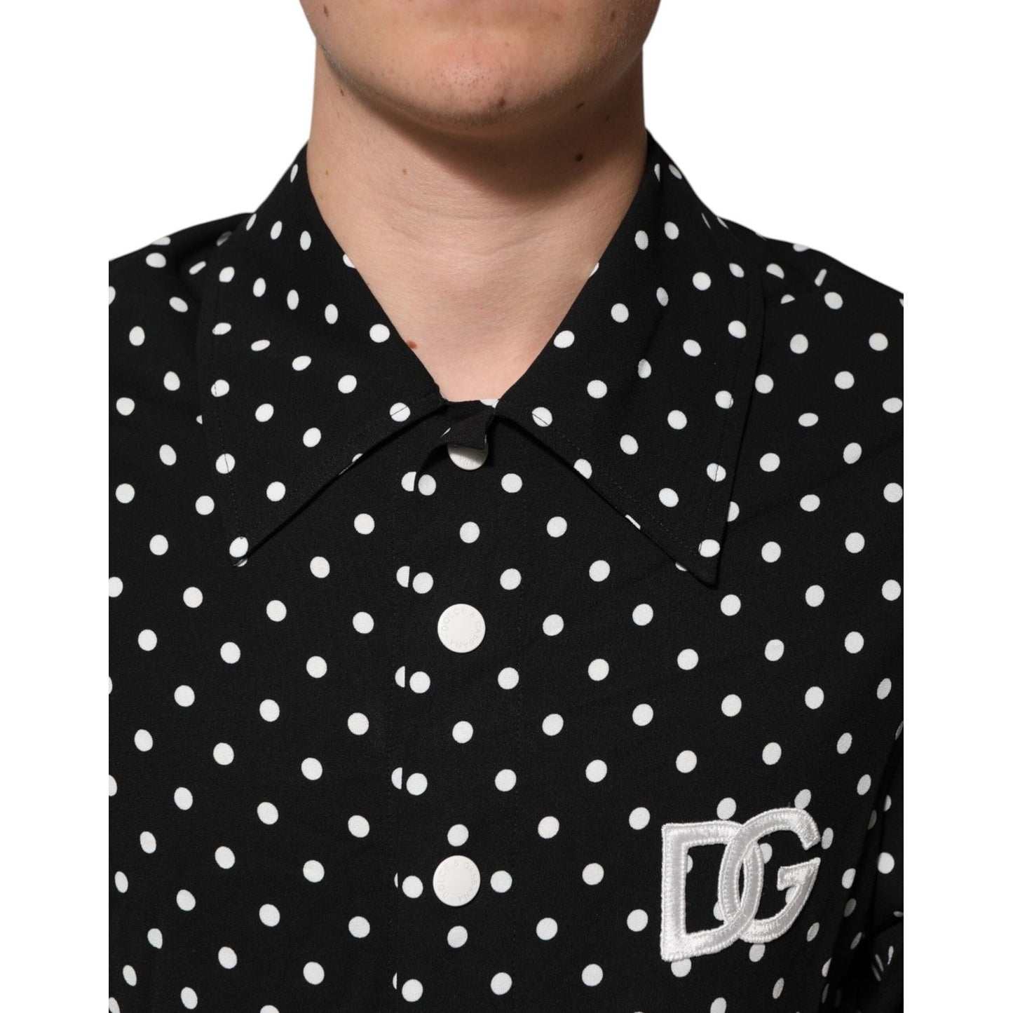 Dolce & Gabbana Black Polka Dot Short Sleeves Collared Polo T-shirt TSH90581-S