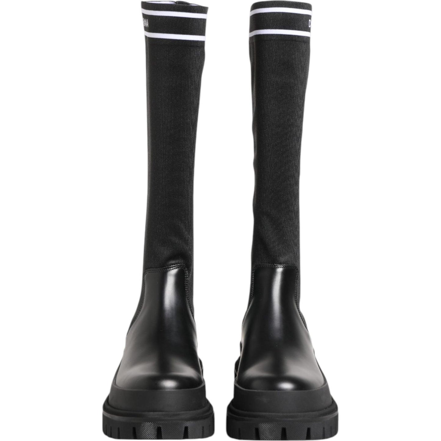 Dolce & Gabbana Black White Polyester Socks High Boots Shoes LA12767-39