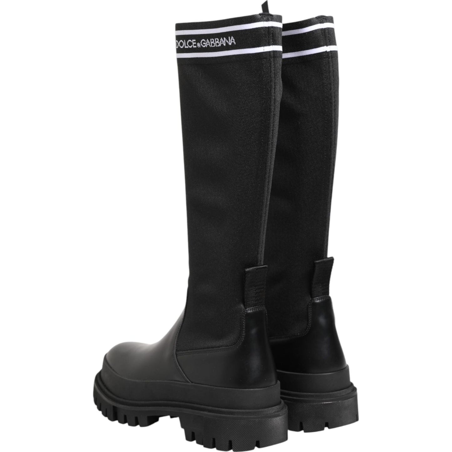 Dolce & Gabbana Black White Polyester Socks High Boots Shoes LA12767-39