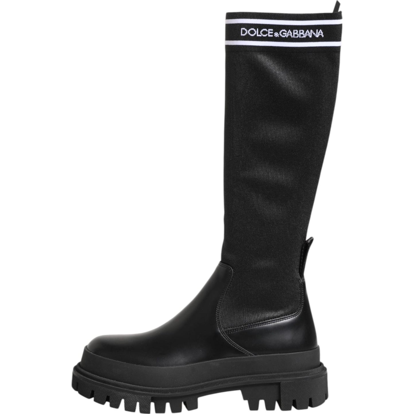 Dolce & Gabbana Black White Polyester Socks High Boots Shoes LA12767-39