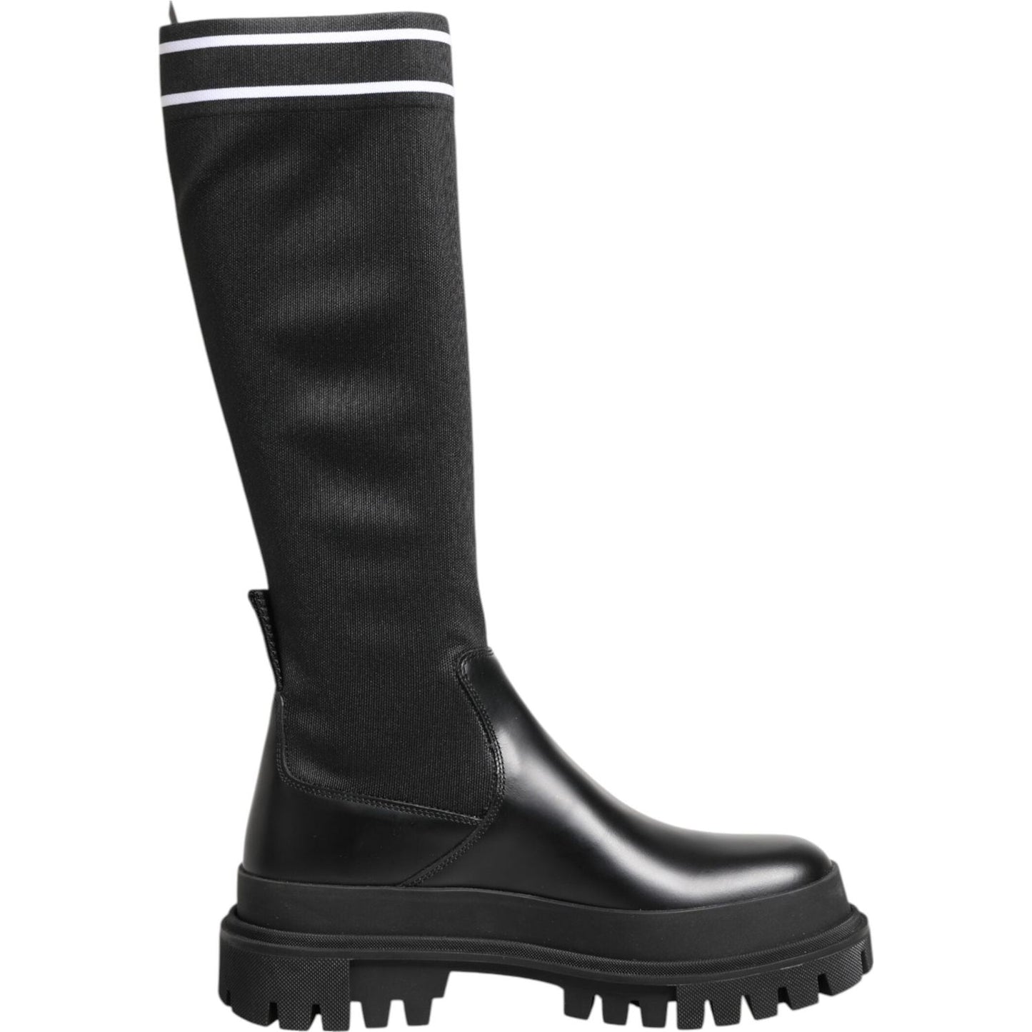 Dolce & Gabbana Black White Polyester Socks High Boots Shoes LA12767-39