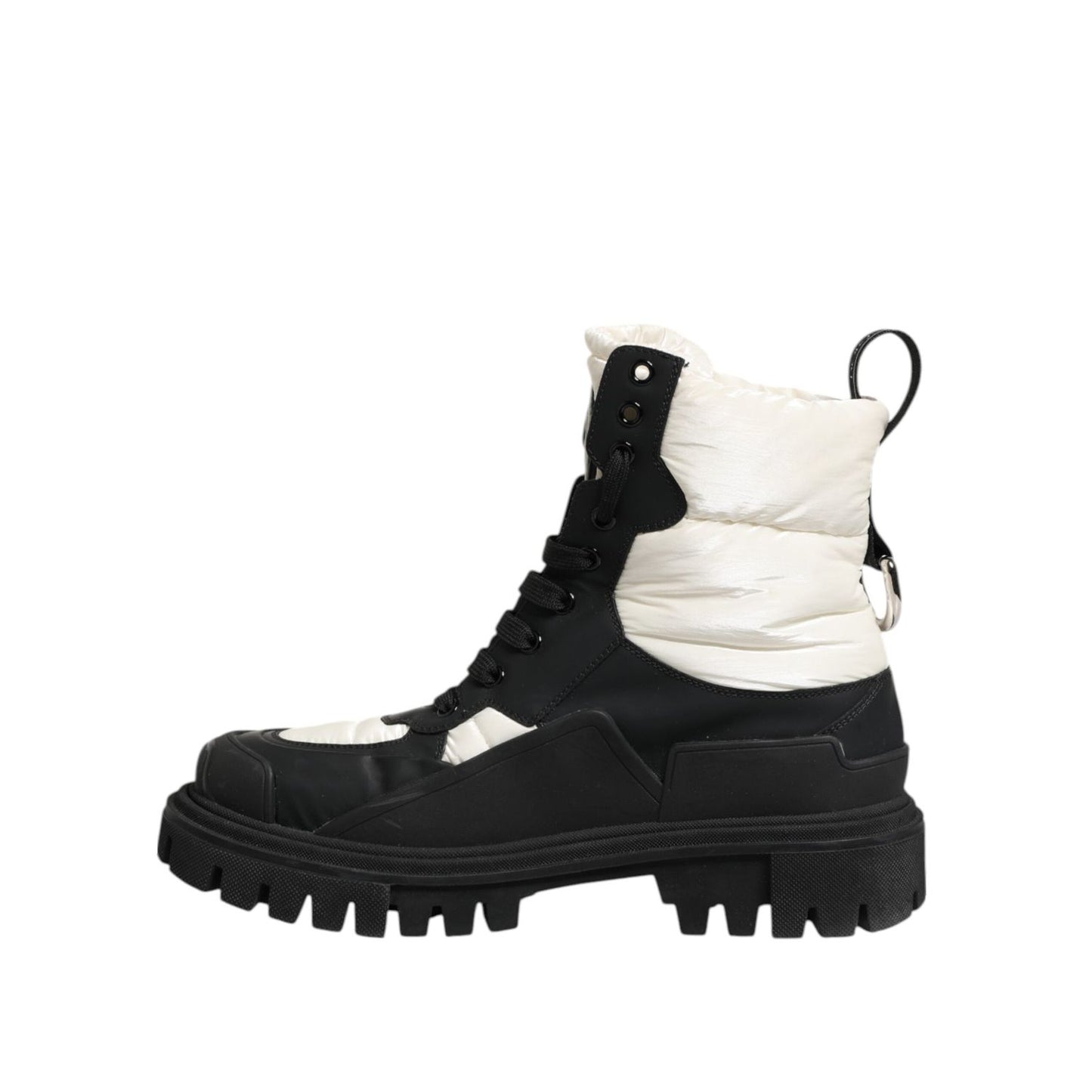 Dolce & Gabbana Black White Padded Mid Calf Lace Up Boots Shoes LA12813 -39