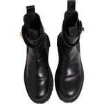 Dolce & Gabbana Black Calfskin DG Logo Strap Ankle Boots Shoes LA12857-39