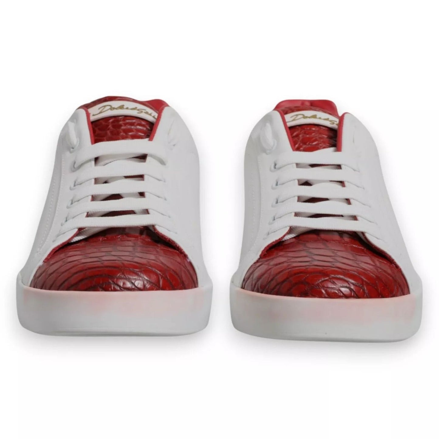 Dolce & Gabbana White Red Leather Logo Portofino Sneaker MV6704-41