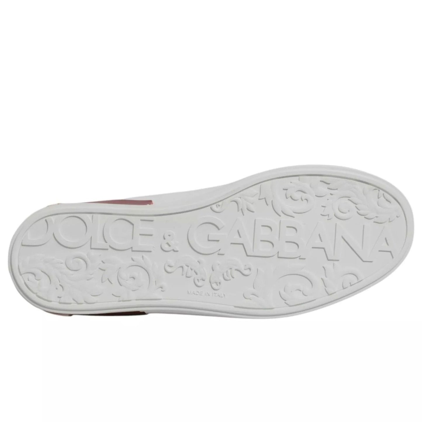 Dolce & Gabbana White Red Leather Logo Portofino Sneaker MV6704-41