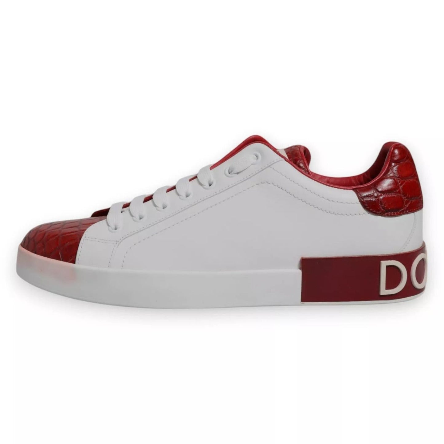 Dolce & Gabbana White Red Leather Logo Portofino Sneaker MV6704-41