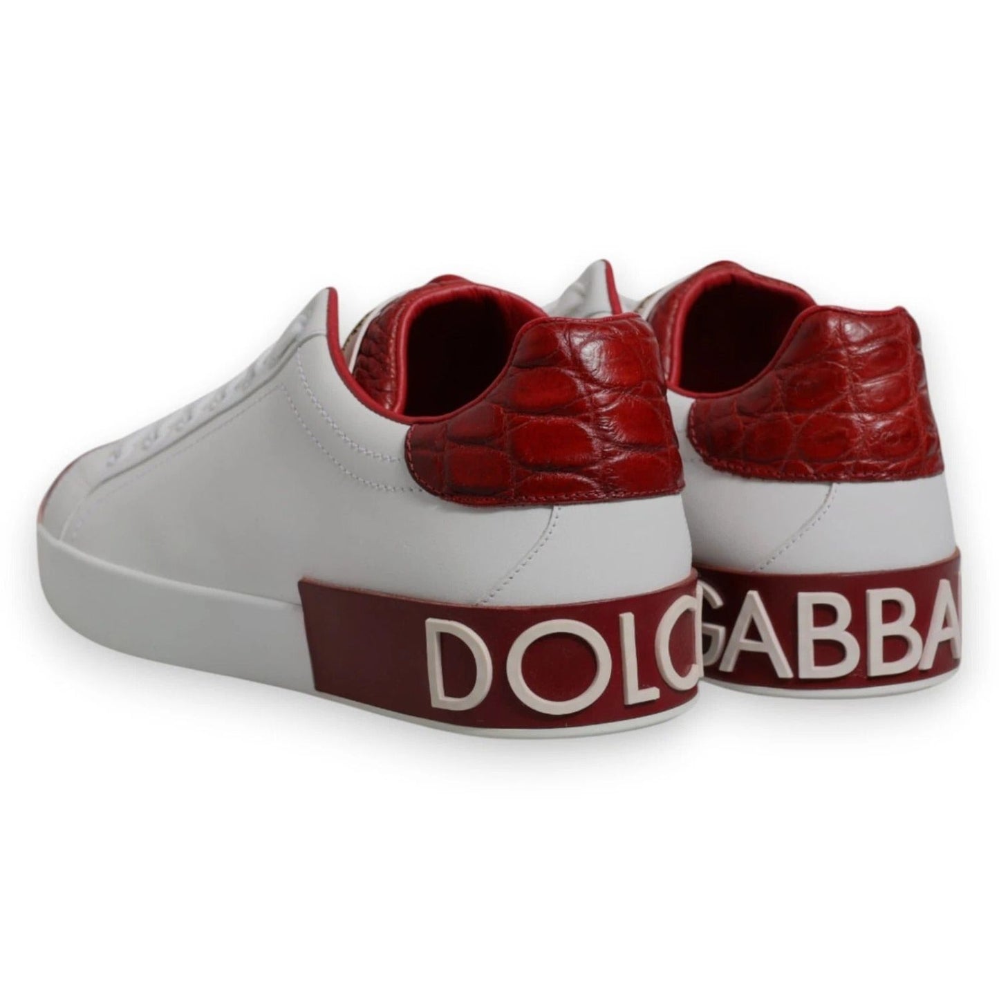 Dolce & Gabbana White Red Leather Logo Portofino Sneaker MV6704-41