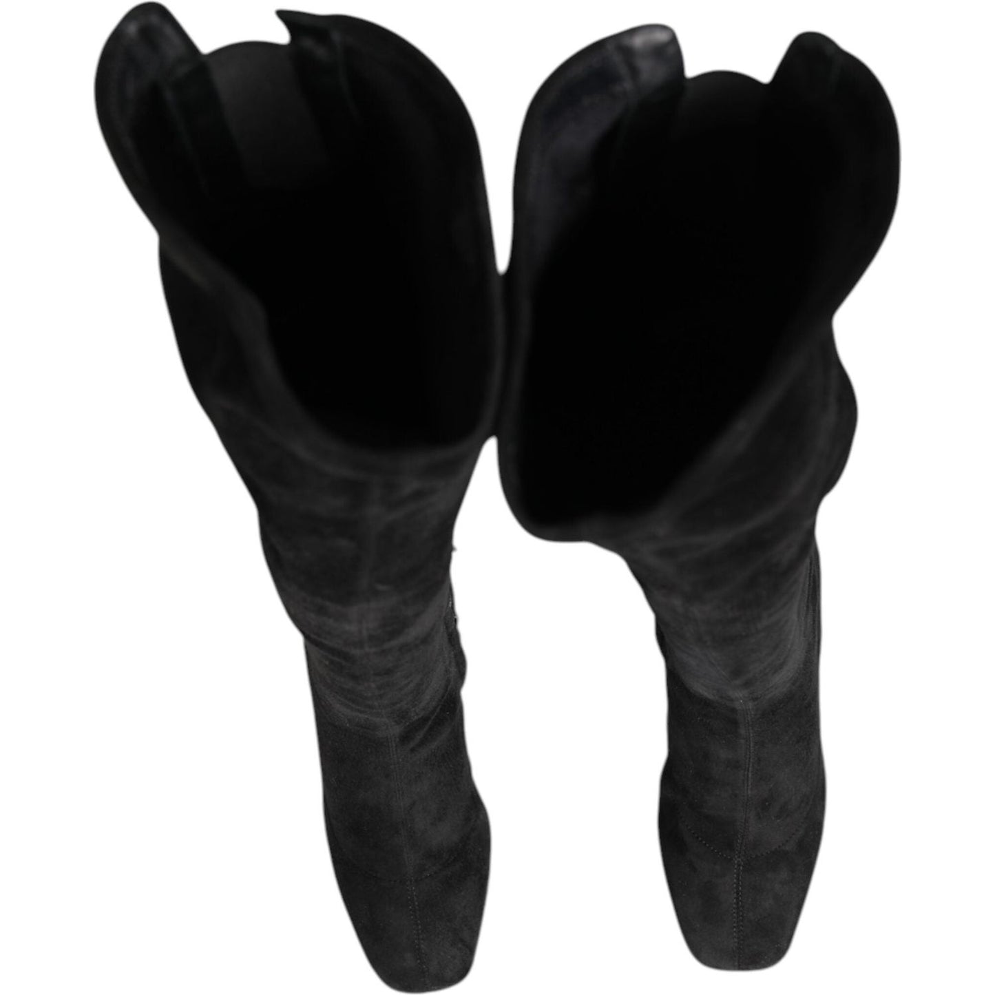 Dolce & Gabbana Black Suede Leather Knee High Boots Shoes LA12865-35.5