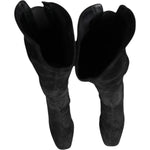 Dolce & Gabbana Black Suede Leather Knee High Boots Shoes LA12865-35.5