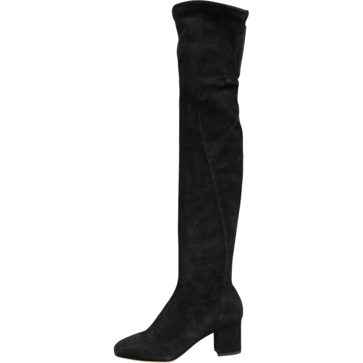 Dolce & Gabbana Black Suede Leather Knee High Boots Shoes LA12865-35.5