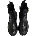 Dolce & Gabbana Black Gold DG Logo Trekking Calf Boots Shoes LA12867-37