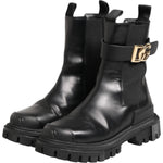 Dolce & Gabbana Black Gold DG Logo Trekking Calf Boots Shoes LA12867-37