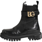 Dolce & Gabbana Black Gold DG Logo Trekking Calf Boots Shoes LA12867-37