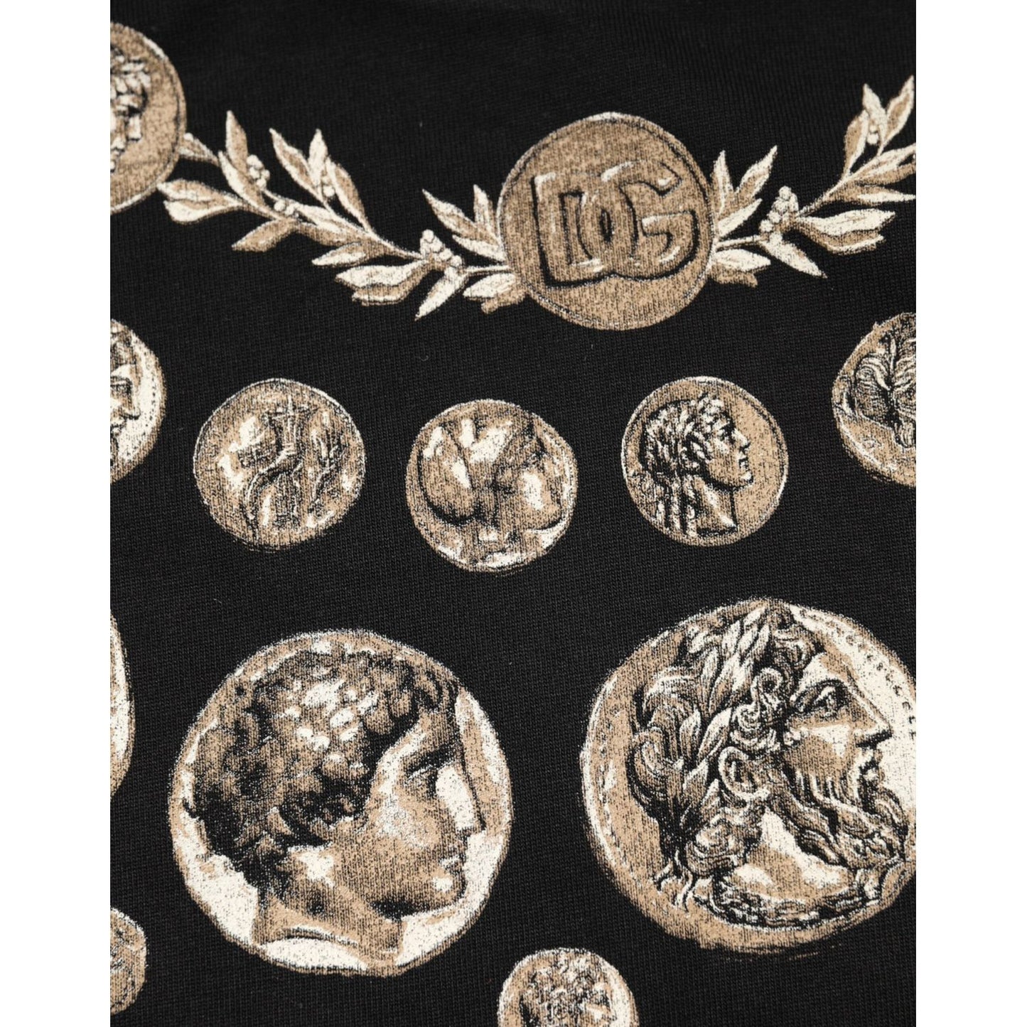 Dolce & Gabbana Black Coin Print Cotton Crew Neck T-shirt TSH91019-44