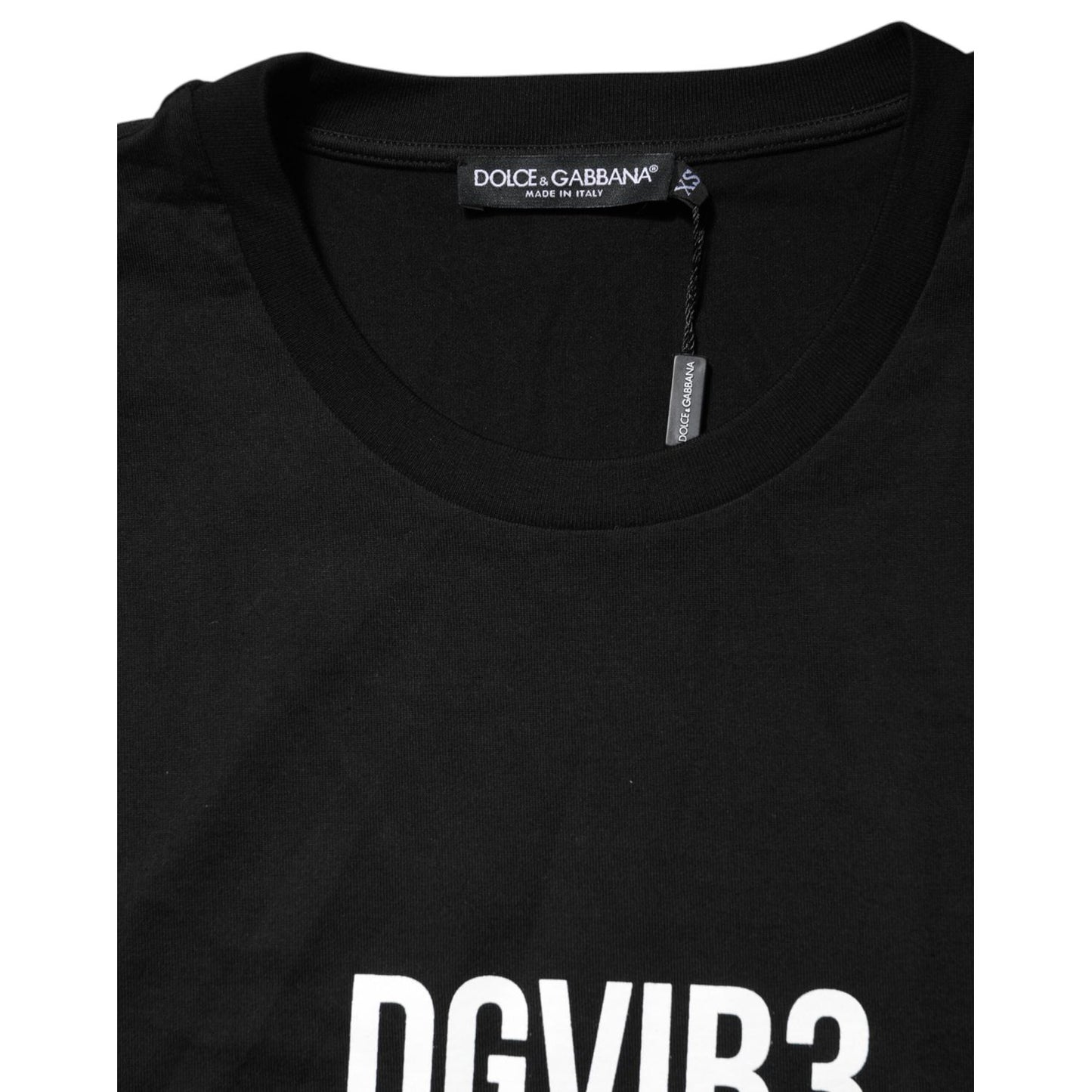Dolce & Gabbana Black DG Vib3 Print Cotton Crew Neck T-shirt TSH91022-44