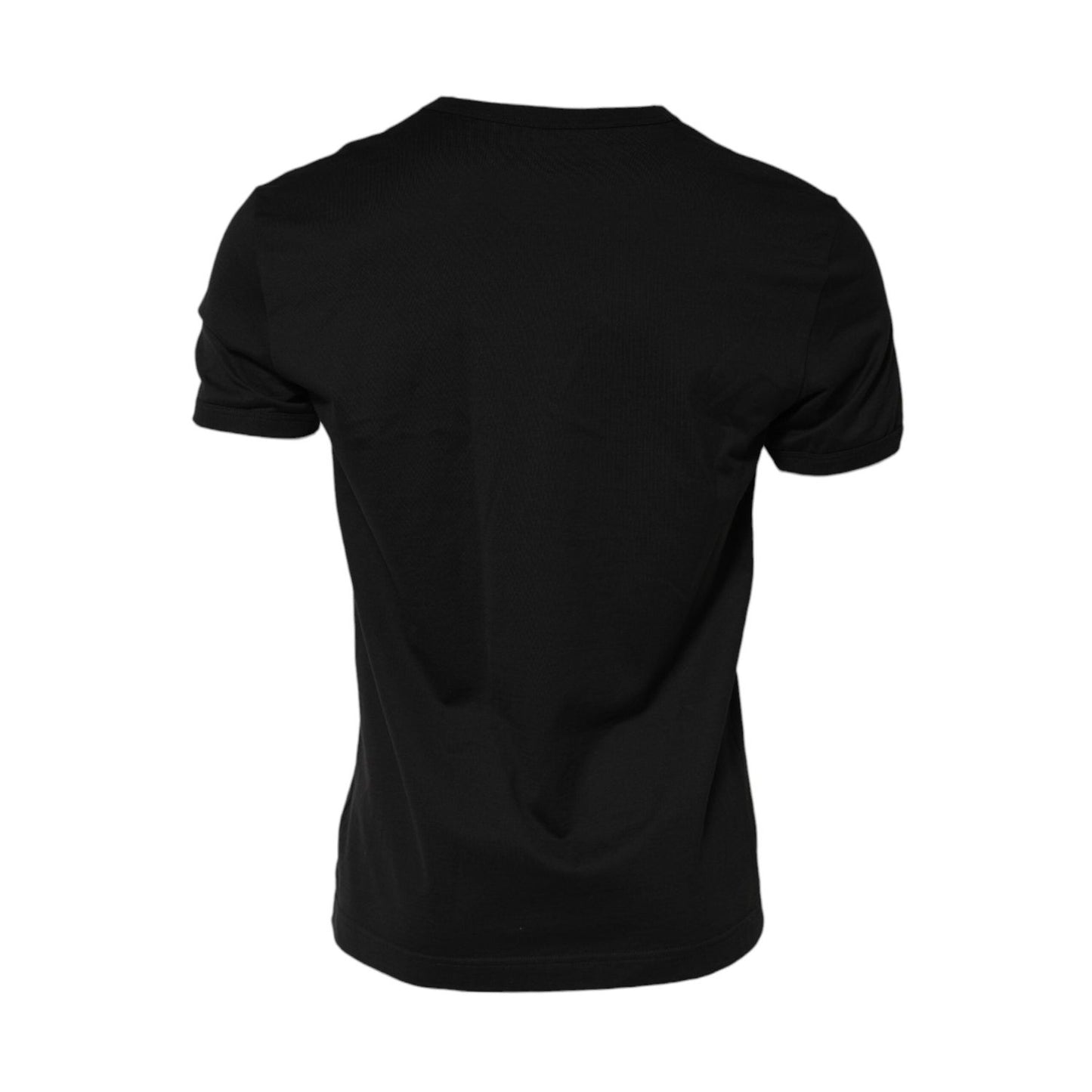 Dolce & Gabbana Black Logo Patch Cotton Crew Neck T-shirt TSH91023-48
