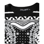 Dolce & Gabbana Black Bandana Print Cotton Crew Neck T-shirt TSH91025-52