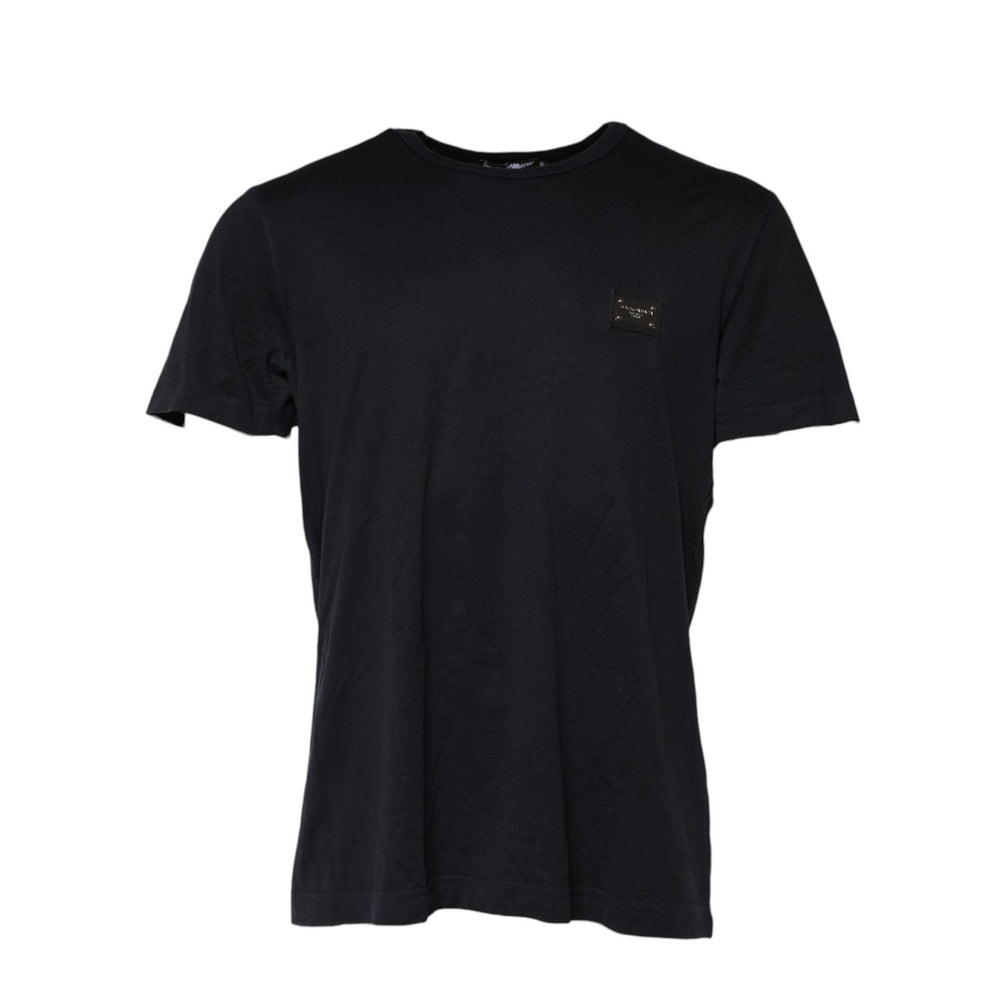 Dolce & Gabbana Dark Blue Logo Plaque Cotton Crewneck T-shirt TSH91039-54