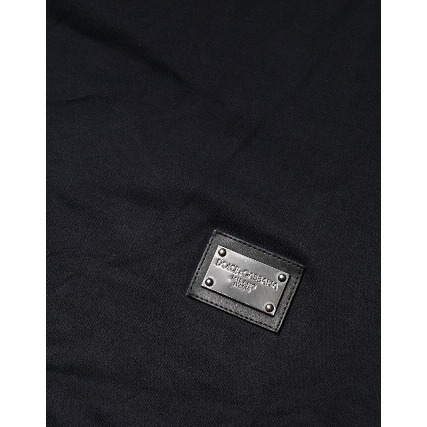 Dolce & Gabbana Dark Blue Logo Plaque Cotton Crewneck T-shirt TSH91039-54