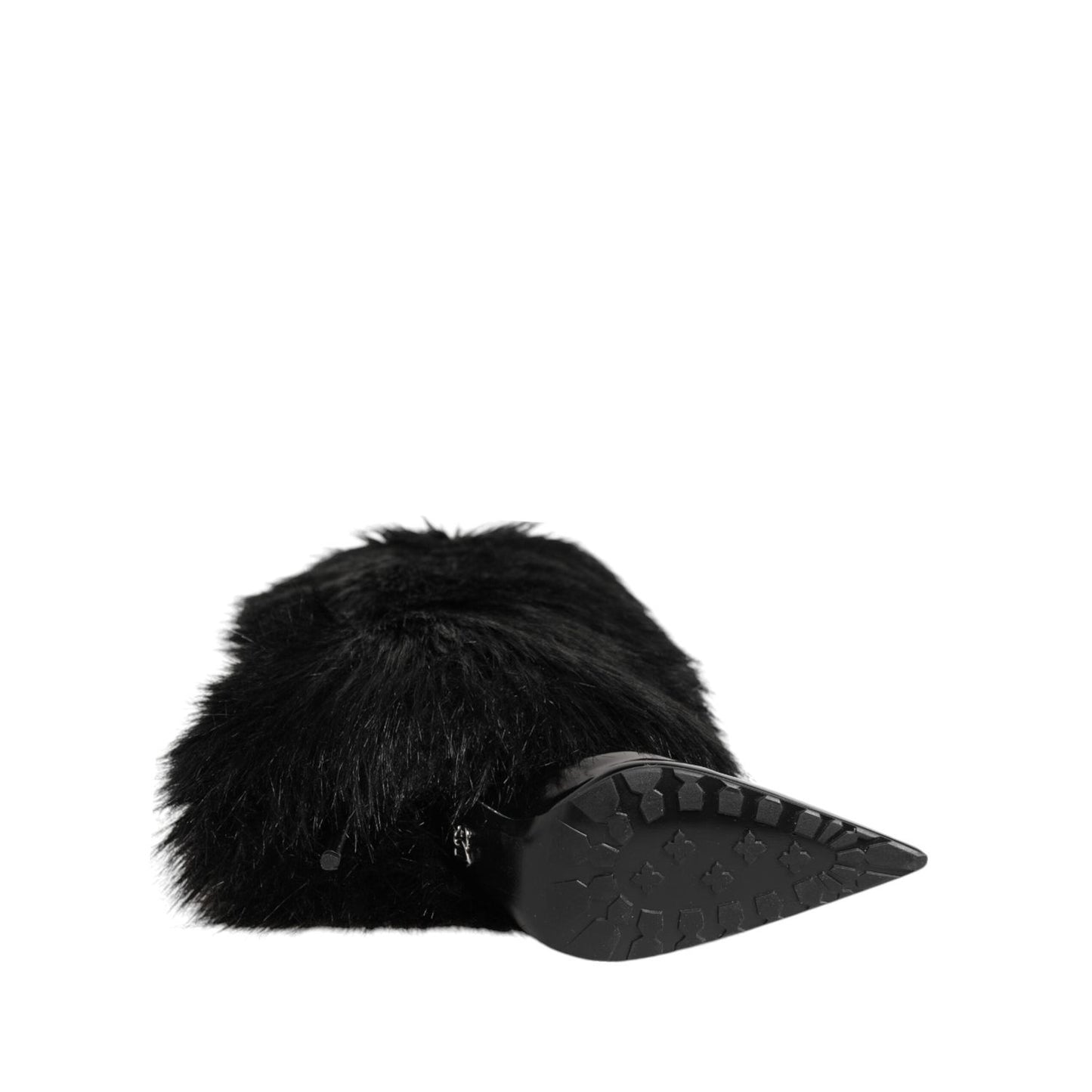 Dolce & Gabbana Black Faux Fur Pointed Knee High Stiletto Boots Shoes LA12891-39