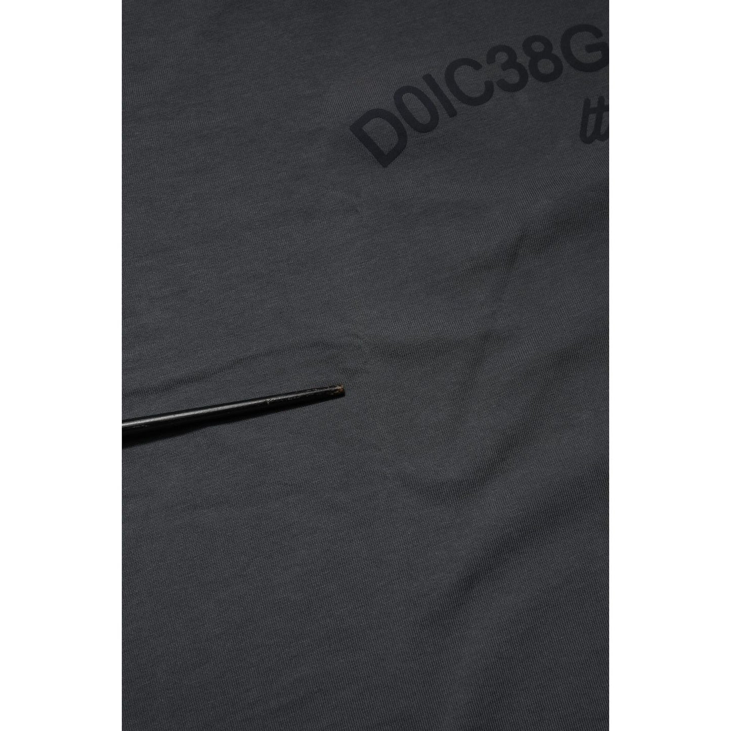 Dolce & Gabbana Gray Logo Graphic Cotton Crew Neck T-shirt TSH91048-48