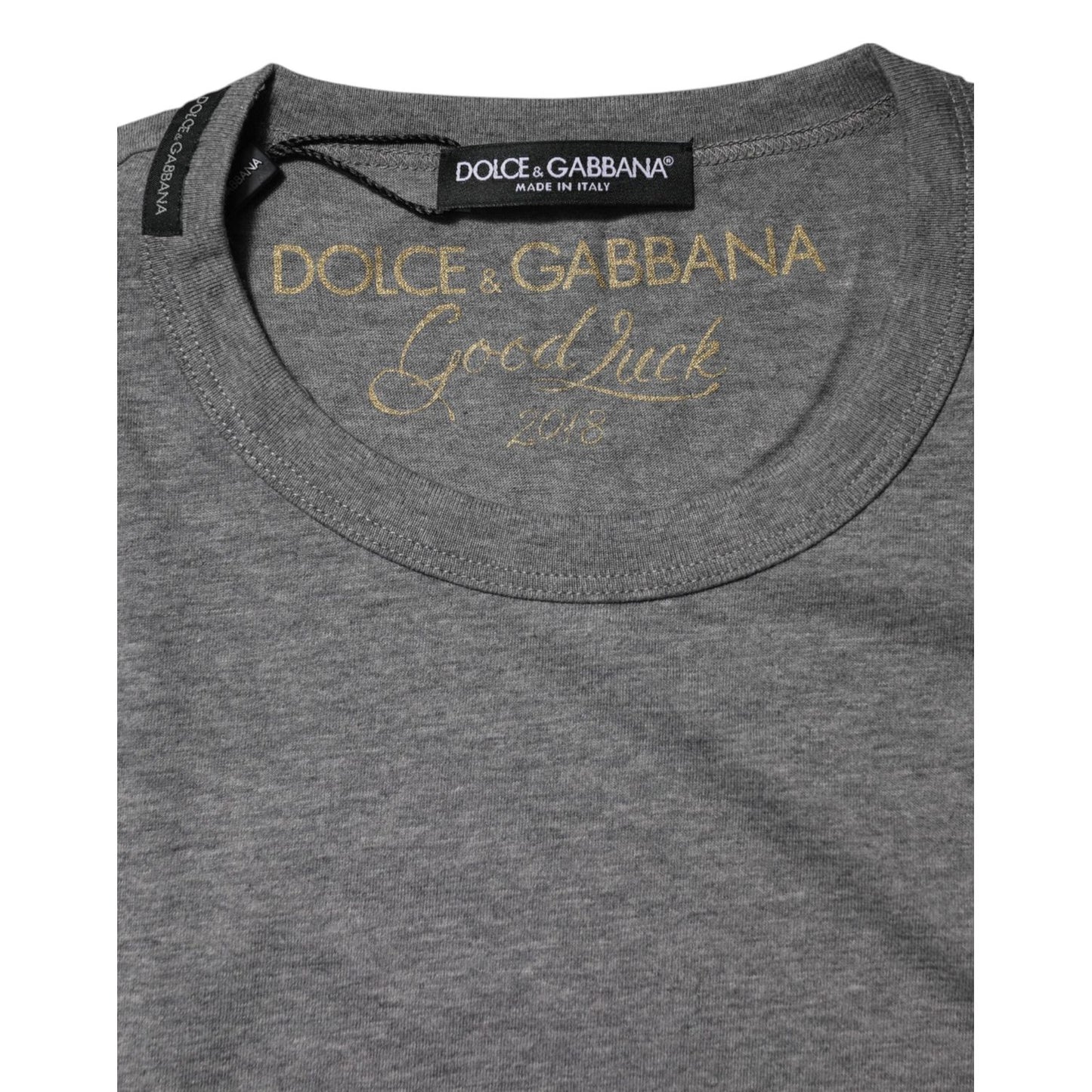 Dolce & Gabbana Gray Cotton Crew Neck Short Sleeves T-shirt TSH91055-48