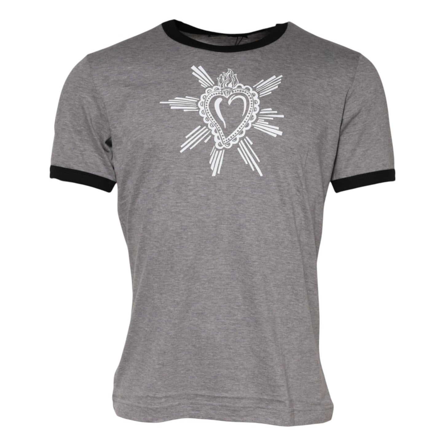 Dolce & Gabbana Gray Sacred Heart Cotton Crew Neck T-shirt TSH91058-48