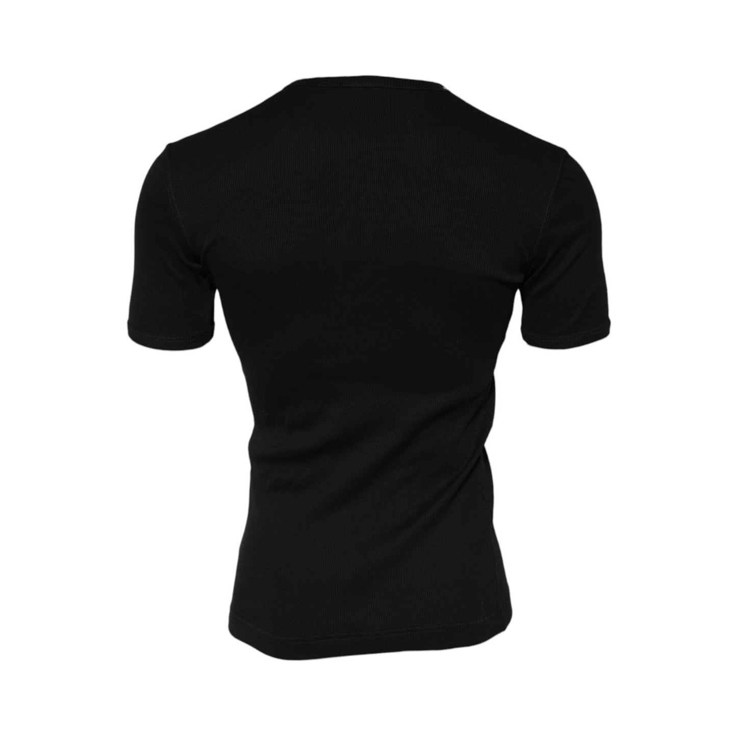 Dolce & Gabbana Black Cotton Knit Crew Neck Henley T-shirt TSH91061-48