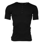 Dolce & Gabbana Black Cotton Knit Crew Neck Henley T-shirt TSH91061-48