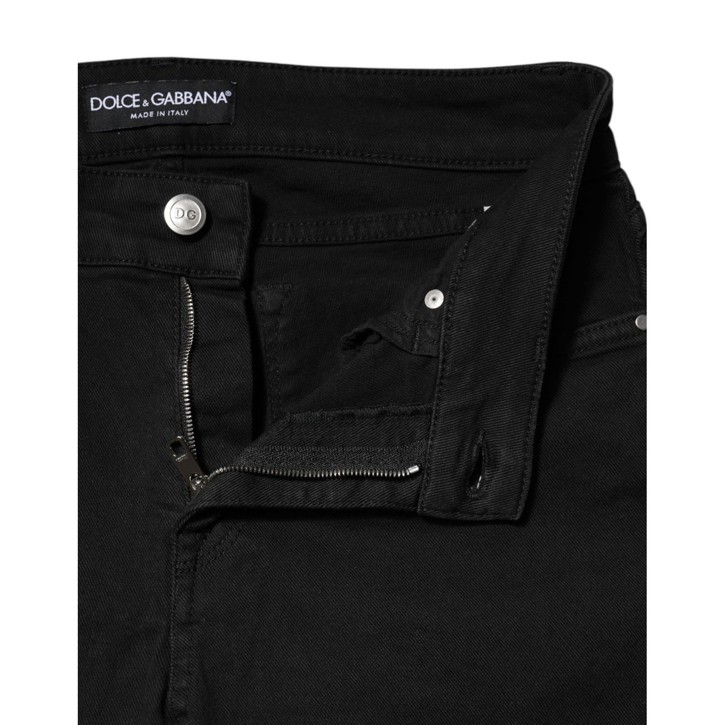 Dolce & Gabbana Black Cotton Skinny Mid Waist Denim Jeans PAN76544-42