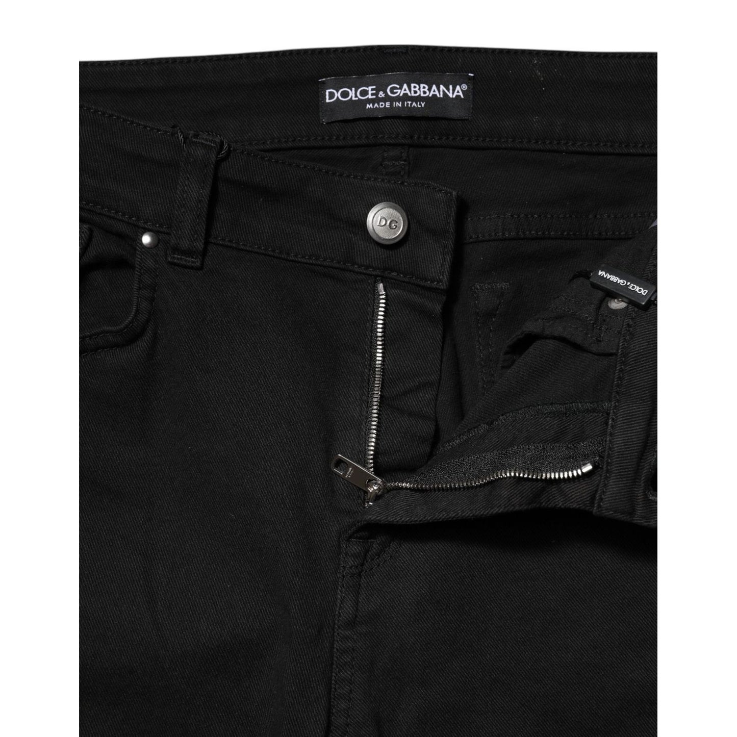 Dolce & Gabbana Black Cotton Skinny Mid Waist Denim Jeans PAN76545-42