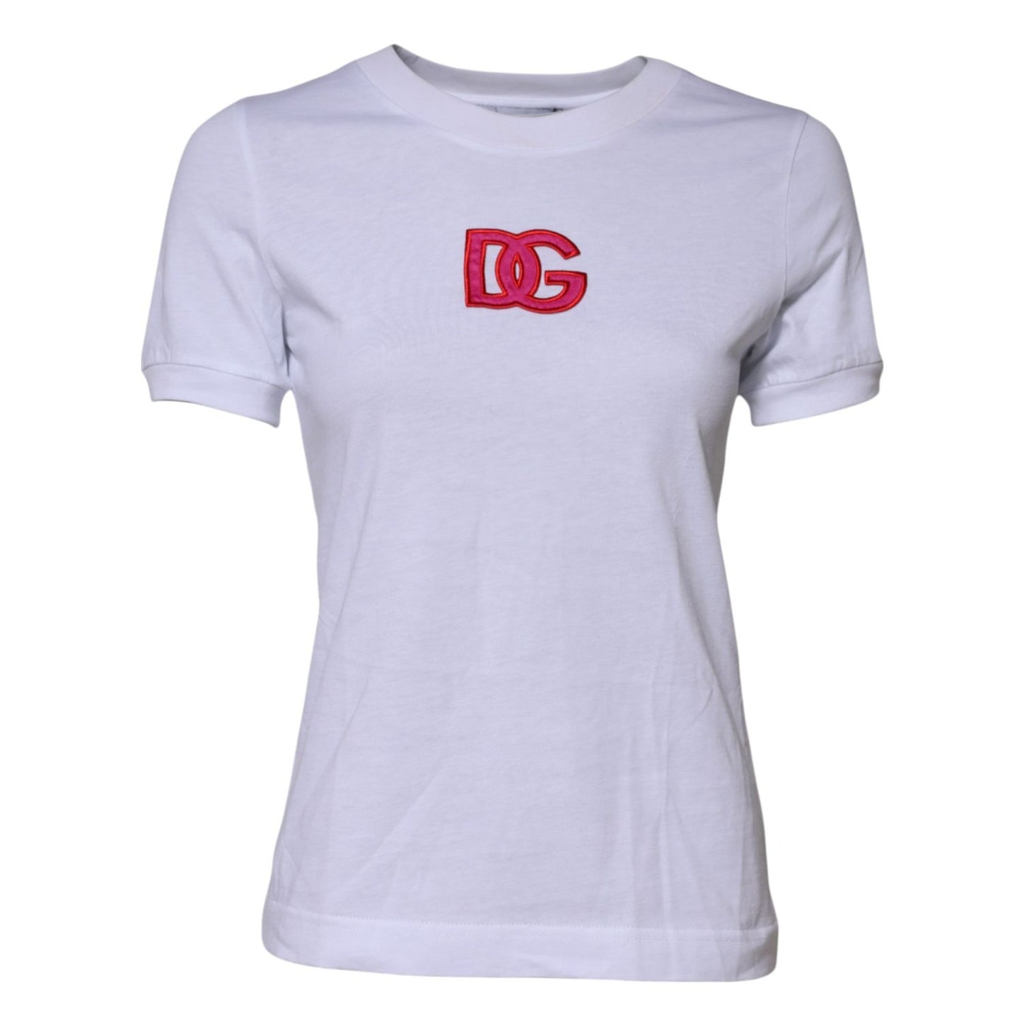 Dolce & Gabbana White Cotton DG Logo Embroidery Top T-shirt TSH90677-38