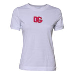 Dolce & Gabbana White Cotton DG Logo Embroidery Top T-shirt TSH90677-38