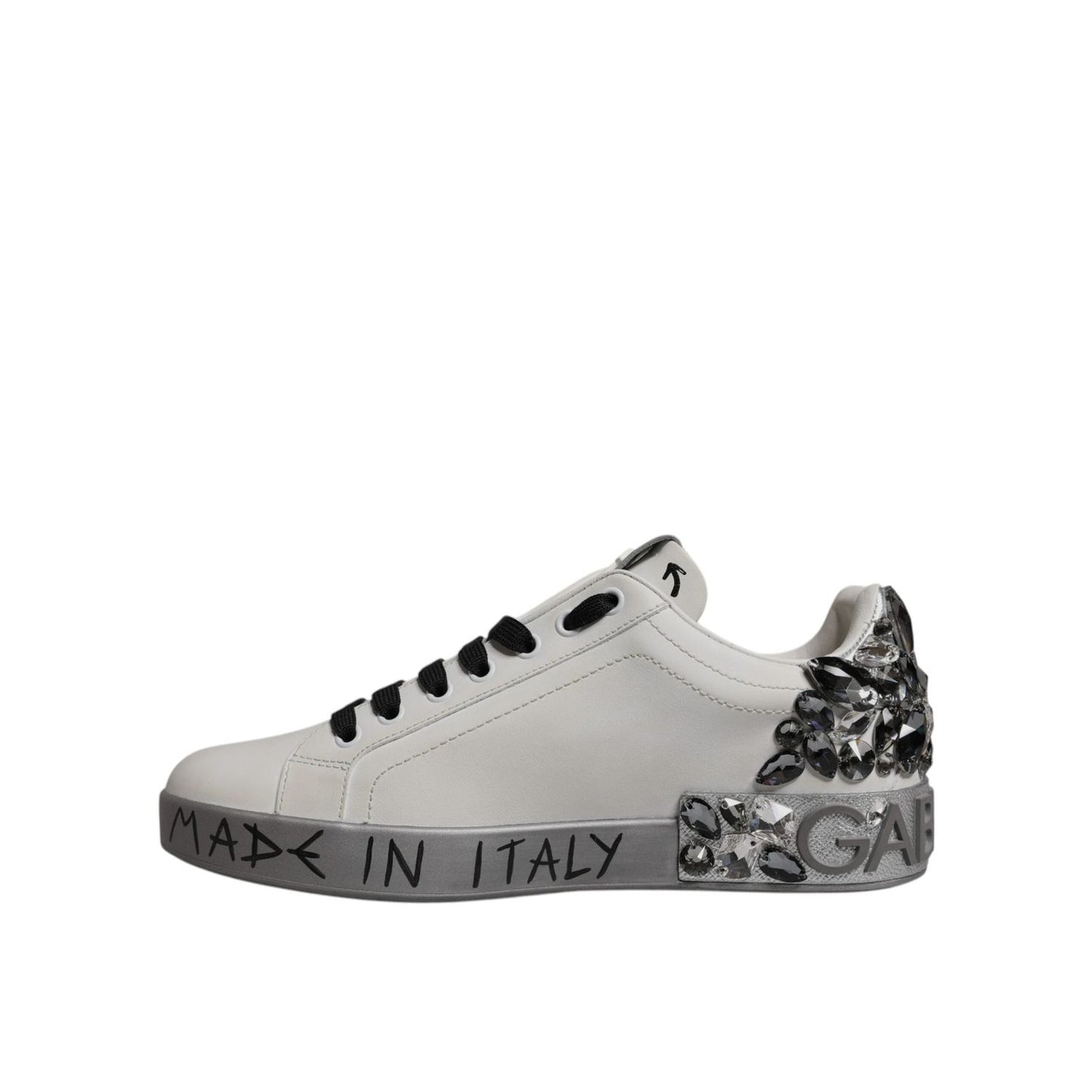 Dolce & Gabbana White Crystal Logo Portofino Sneakers Shoes MV7048-40